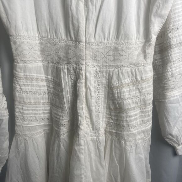 Veronica Beard Addilyn Pintucked Crochet Cotton Mini Dress Sz 4 New - Picture 10 of 13